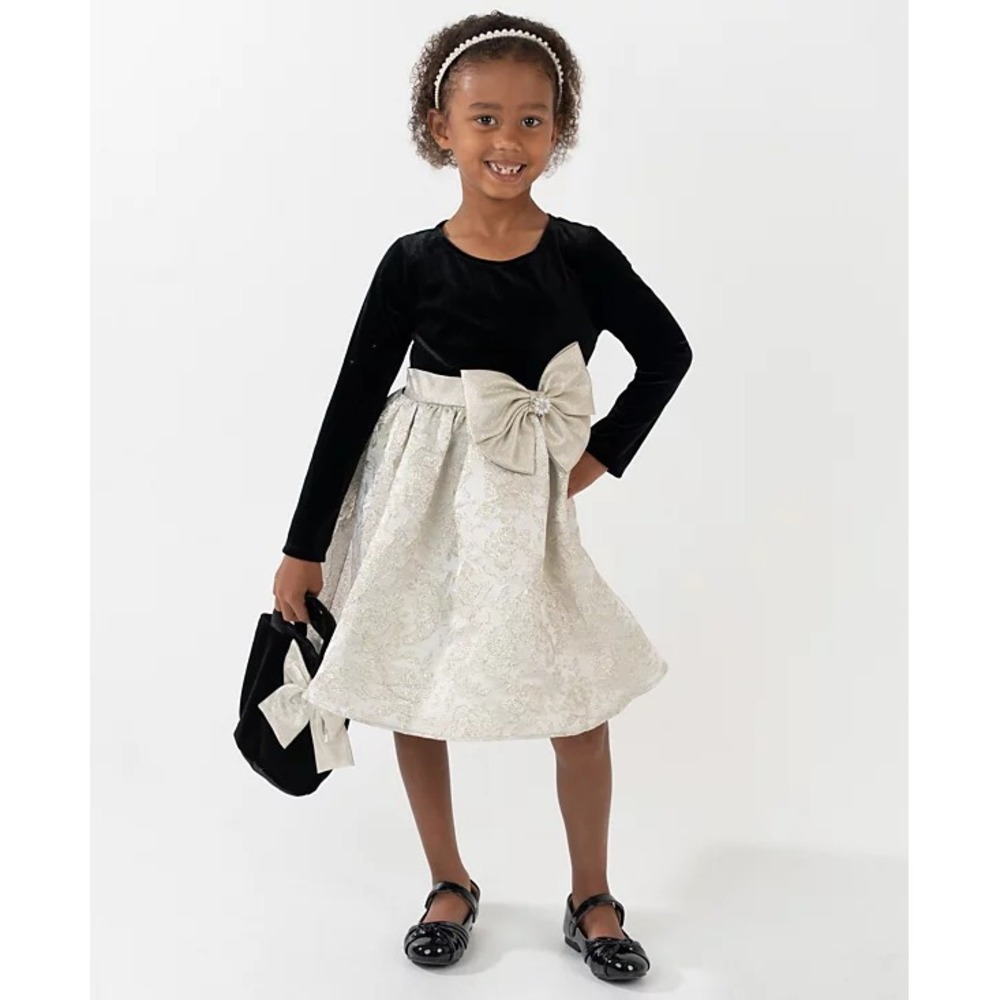 Rare Editions Toddler Girls Size 3T Velvet/Brocade Formal Holiday Dress & Purse